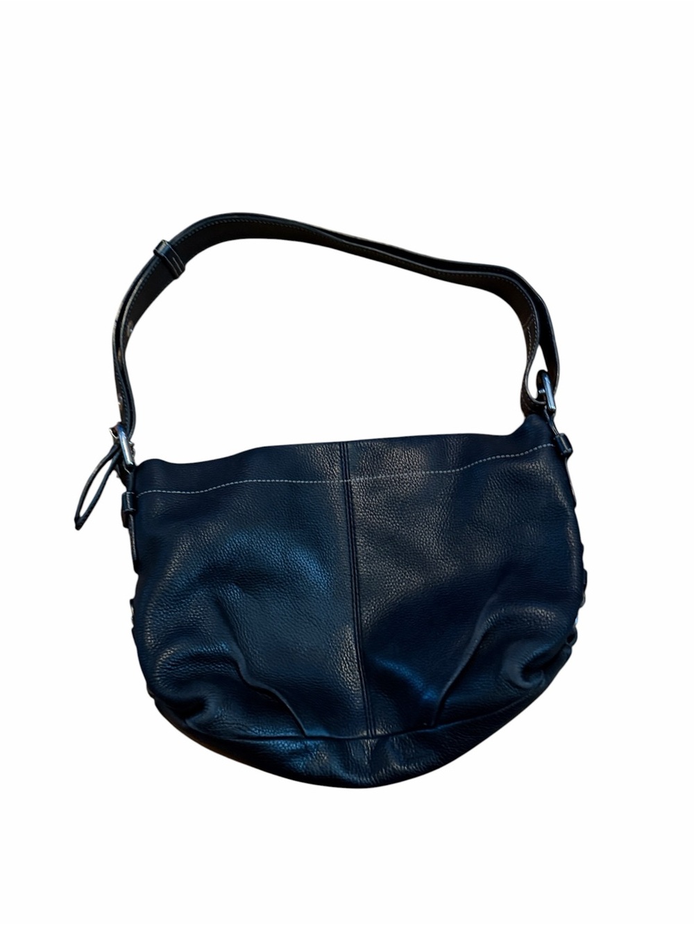 Coach East West Duffel Shoulder Bag M1085-F15065 Black Pebbled Leather Purse
